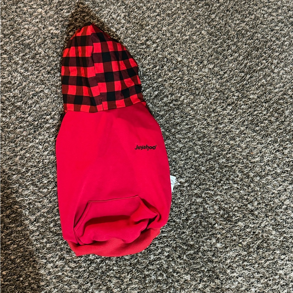 Joyaho▪︎Red w/Plaid Dog Hoodie▪Warm Fleece Pullover Sweater  Sweatshirt▪︎Sz XL